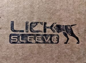 The Lick Sleeve logo stamped onto a carboard box
